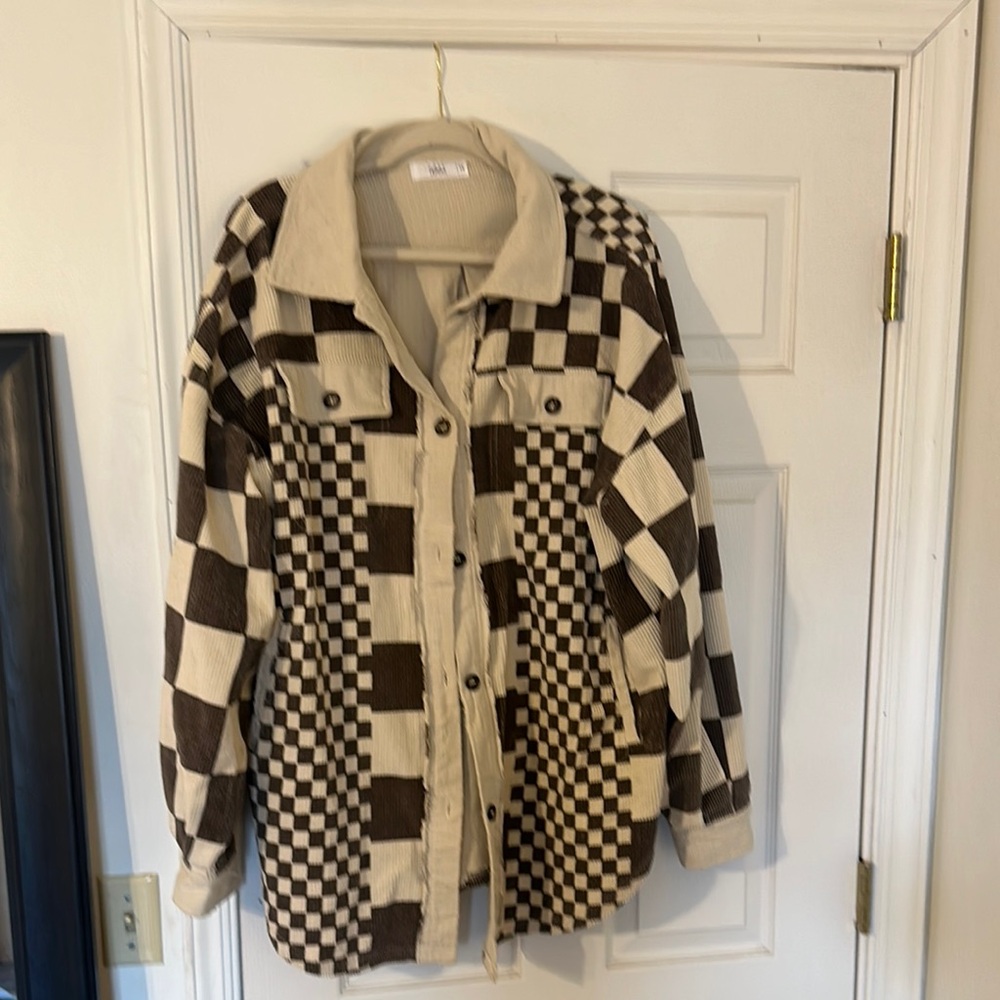 Talulah Checkered Jacket - Brown and Cream